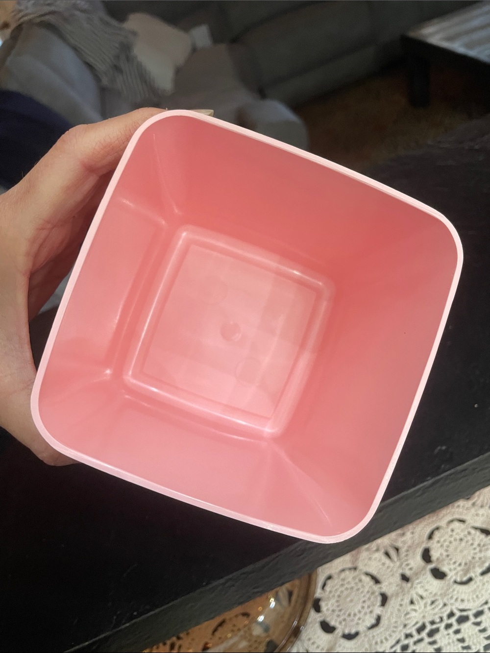 Vintage Pink Tea Canister with Gray Lid - Picture 6 of 7